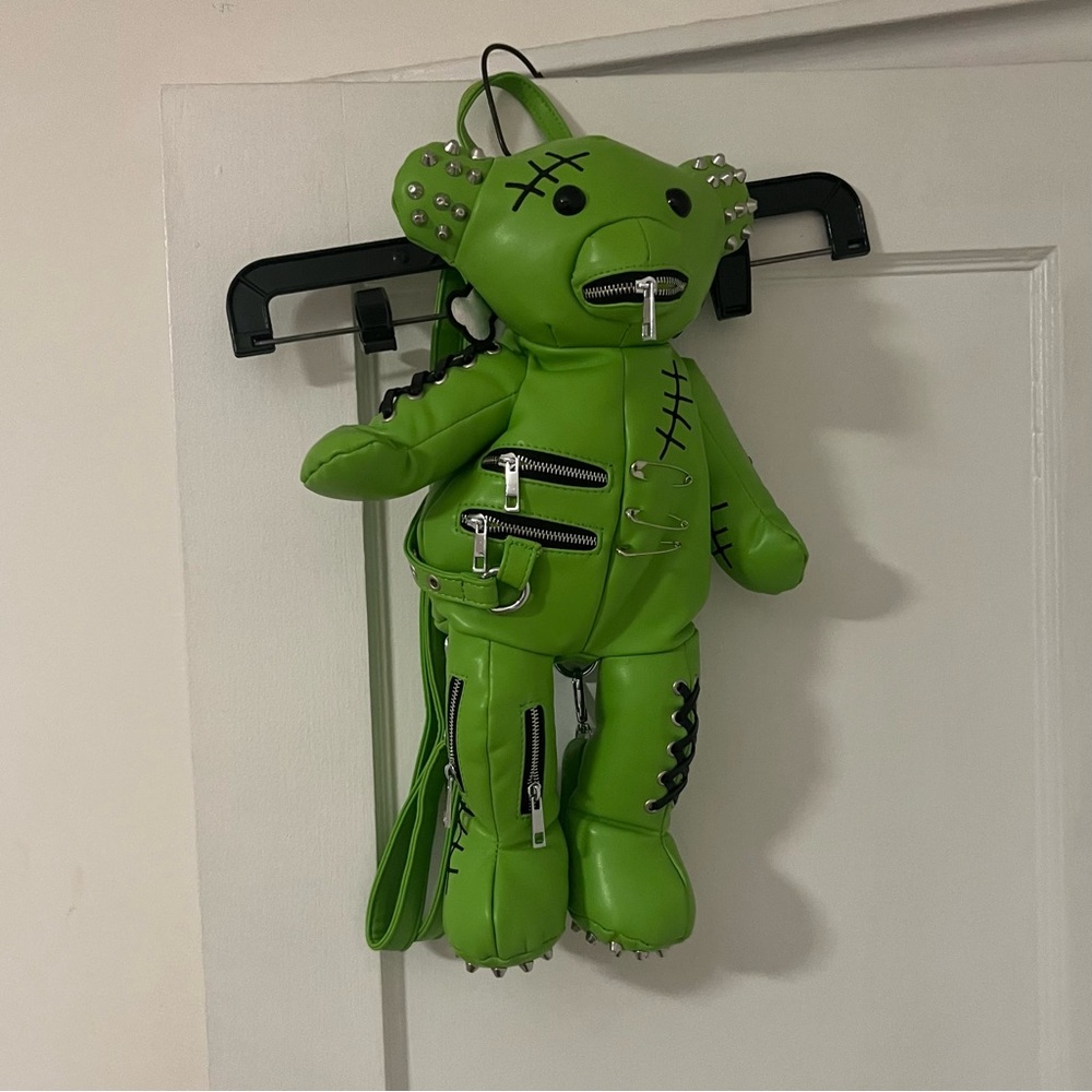 NWT - Dolls Kill Green Franken Tormented Teddy Backpack